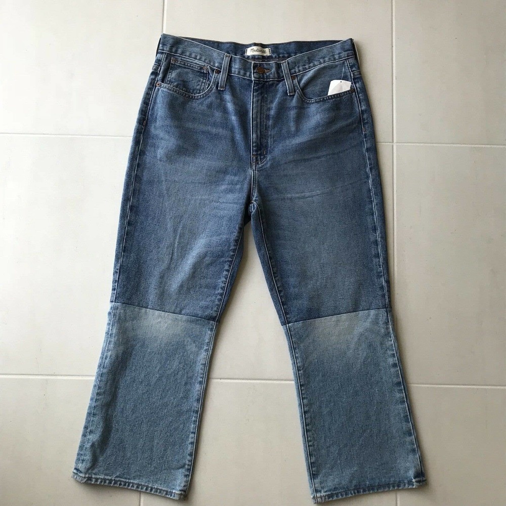 Madewell Distressed High Waist Bootcut Retro Crop Jeans Denim